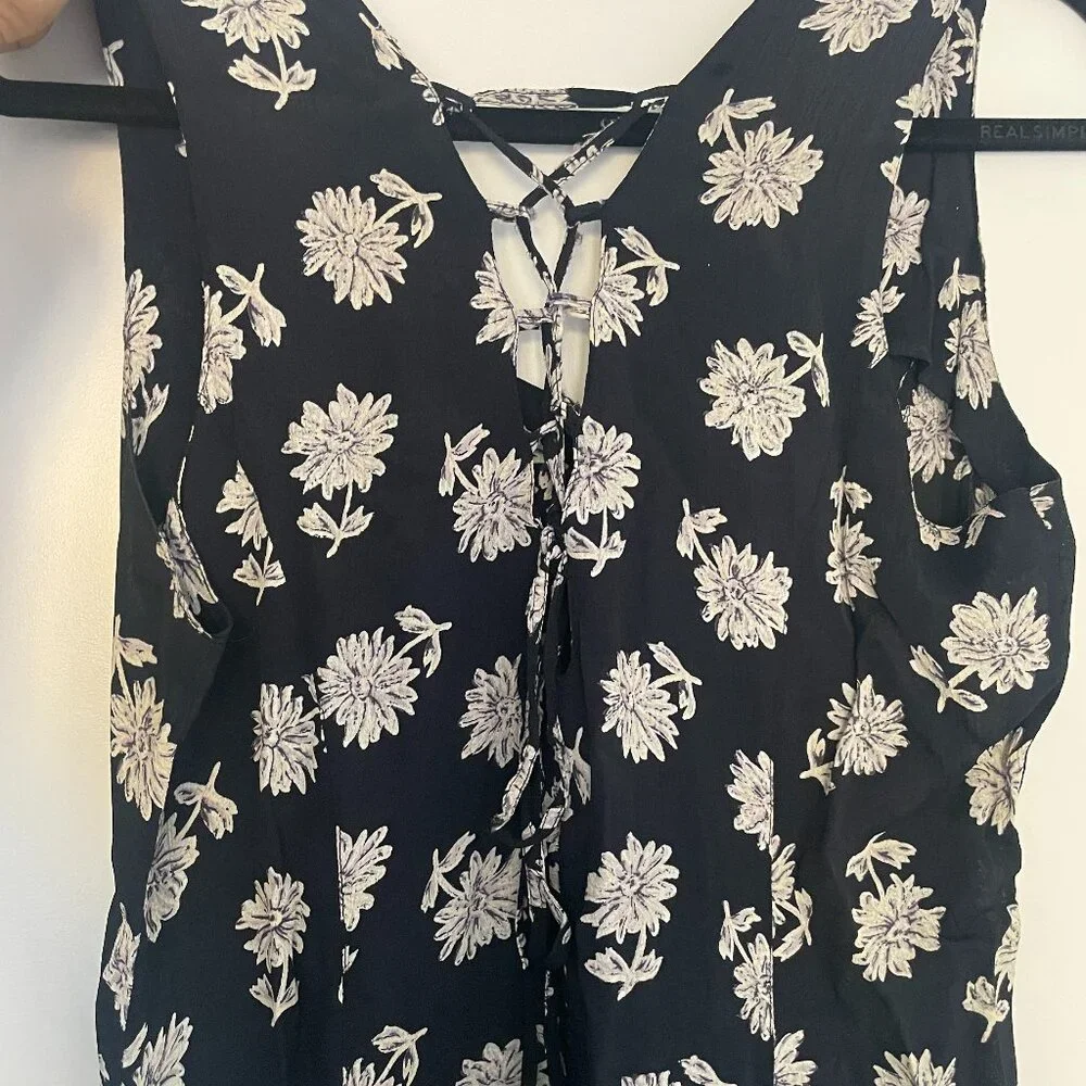 VINTAGE 90s Spengler Sleeveless Lace up Midi Floral Dress in Size XL - Picture 3 of 6